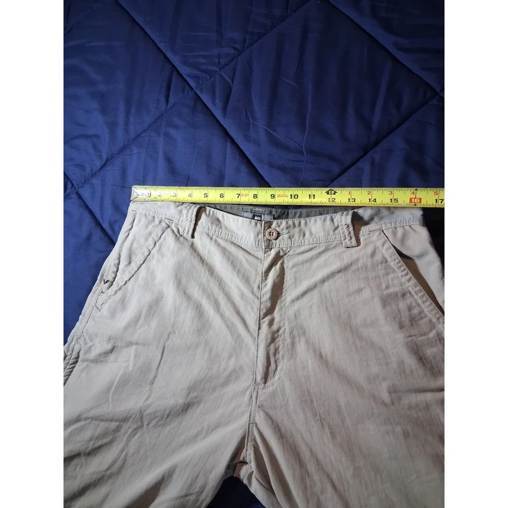 REI Sahara Mens 34x34 Tan Khaki Nylon Hiking Pants UPF 50+ Straight Leg Outdoor